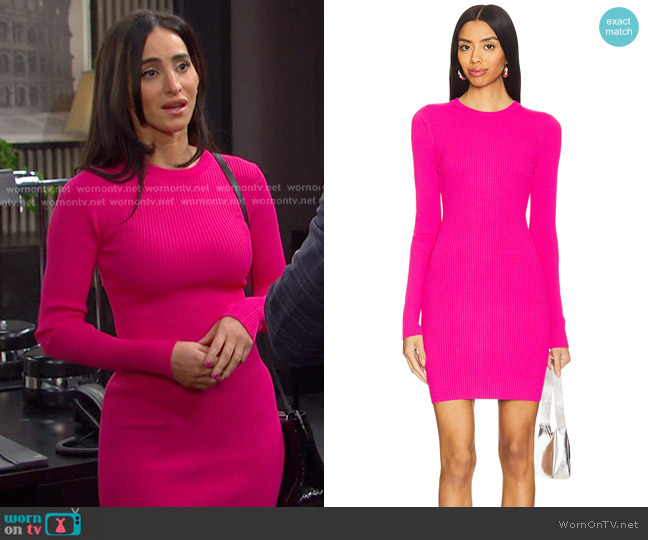 Good American Virgo Rib Mini Dress in Ballerina Pink004 worn by Gabi Hernandez (Cherie Jimenez) on Days of our Lives