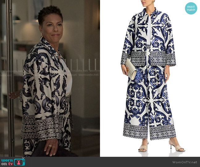 Gracia Damask Print Pajama Shirt worn by Rosie Edwards (April Parker Jones) on Reasonable Doubt
