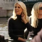 Gretchen’s black leather mini skirt on The Real Housewives of Orange County