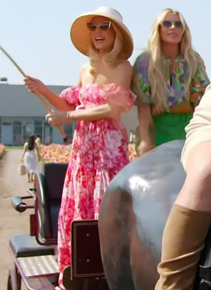 Gretchen’s pink floral strapless dress on The Real Housewives of Orange County
