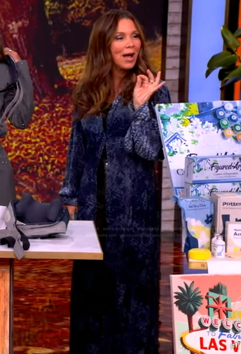 Gretta Monahan’s blue velvet maxi dress on The View