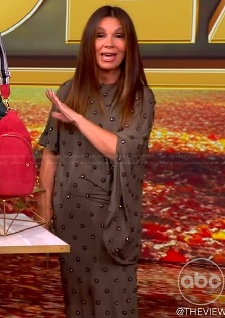 Gretta’s green studded dress on The View
