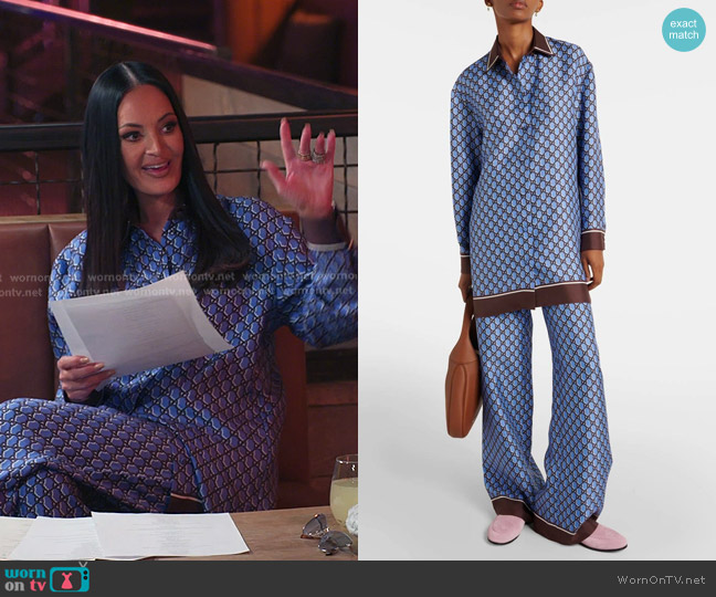 Gucci GG canvas Silk Shirt worn by Lisa Barlow on The Real Housewives of Salt Lake City