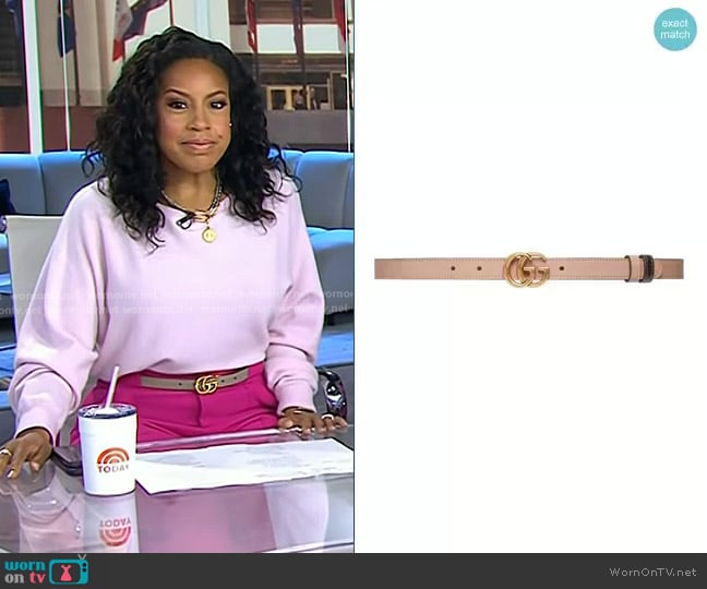 Gucci Reversible Logo-Plaque Belt worn by Sheinelle Jones on Today