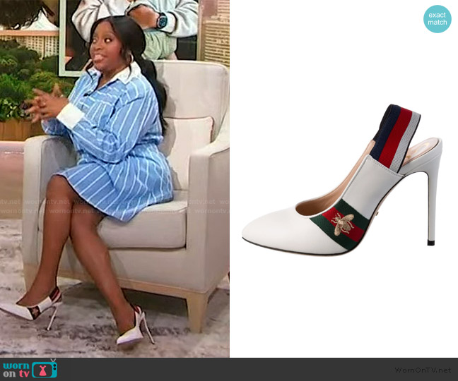 Gucci Web Accent Leather Slingback Pumps worn by Sherri Shepherd on Sherri