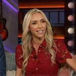 Giuliana Rancic’s red lace mini dress on The Kelly Clarkson Show