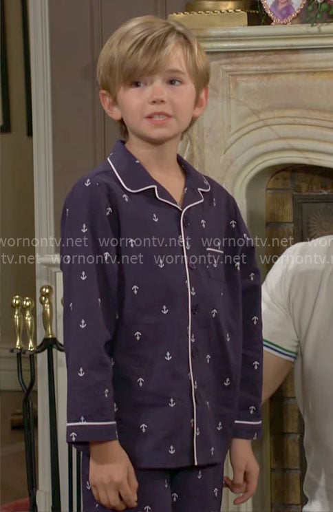 Harrison’s anchor print pajamas on The Young and the Restless