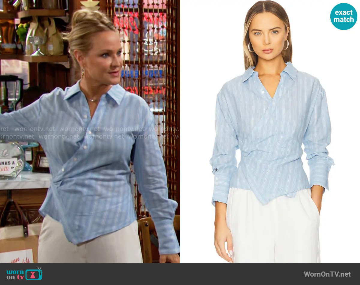 Heartloom Elene Shirt worn by Sharon Newman (Sharon Case) on The Young and the Restless