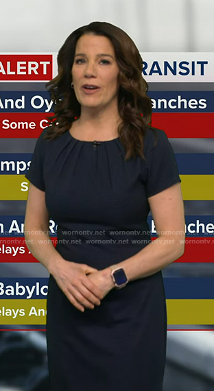 Heather’s navy gathered dress on Good Morning America