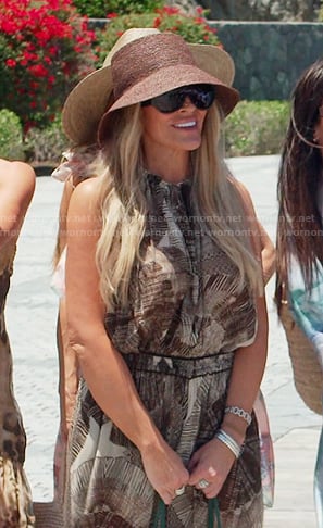 Heather’s print sleeveless top and pants on The Real Housewives of Salt Lake City