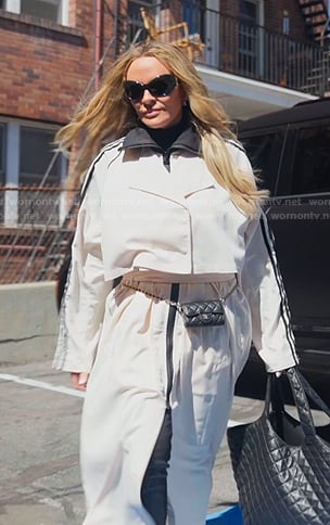 Heather’s white trench coat on The Real Housewives of Salt Lake City