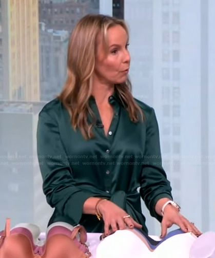 Heidi Zak’s green satin tie front dress on The View