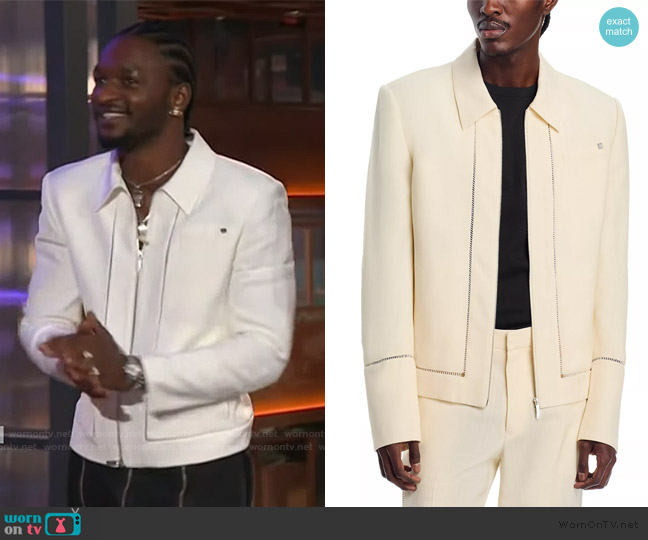 Helmut Lang Border Slub Viscose Jacket worn by Jay Will on The Kelly Clarkson Show