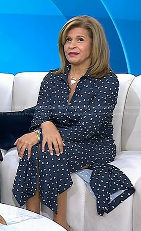 Hoda’s navy polka dot shirtdress on Today