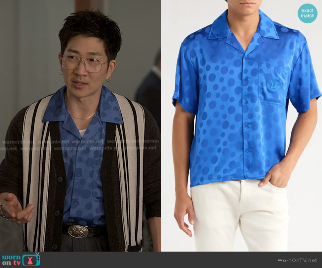 Honor The Gift Tonal Dot Camp Shirt worn by Daniel Kim (Tim Jo) on Reasonable Doubt