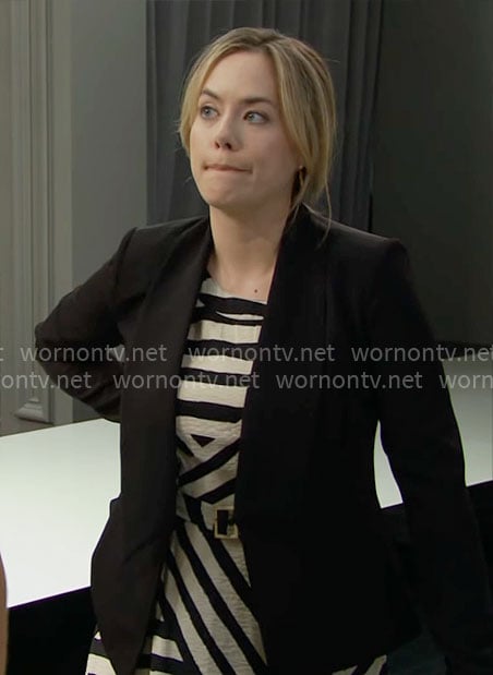 Hope’s striped dress and black blazer on The Bold and the Beautiful