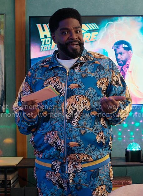 Howard’s blue tiger and toucan print jacket on Loot