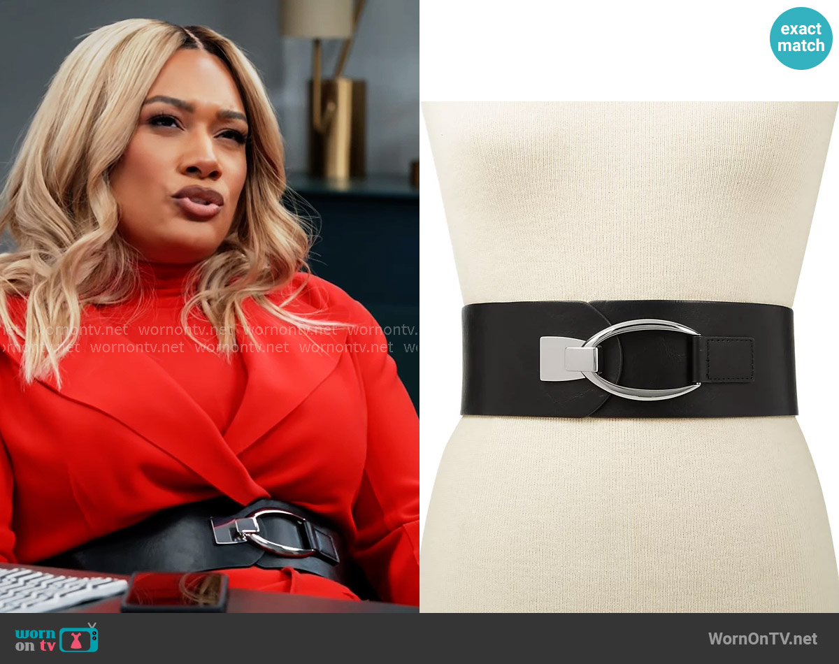 INC International Concepts Interlocking-Hook Stretch Belt worn by Fatima (Crystal Hayslett) on Tyler Perrys Sistas
