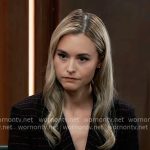 Jacinda’s black and red striped jacket on General Hospital