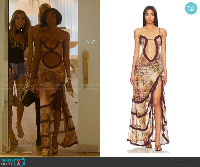 Jaded London Open Neck Maxi Dress worn by Chelsea Lazkani on Selling Sunset