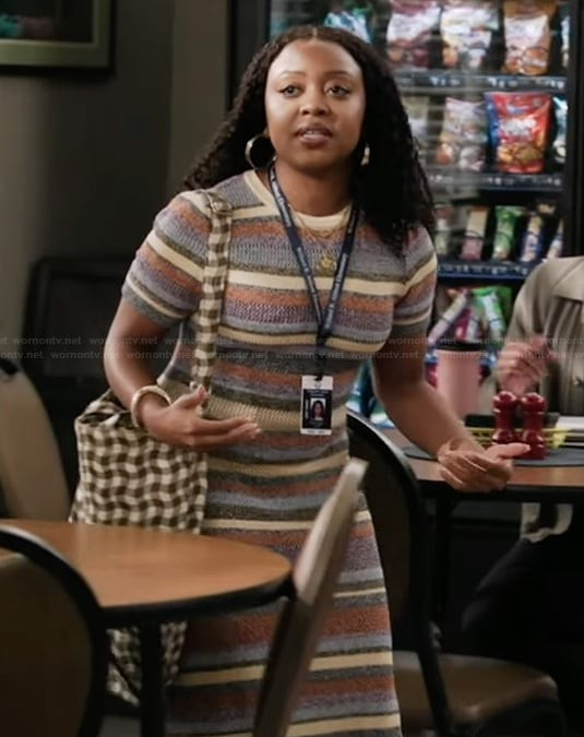 Janine’s striped dress on Abbott Elementary