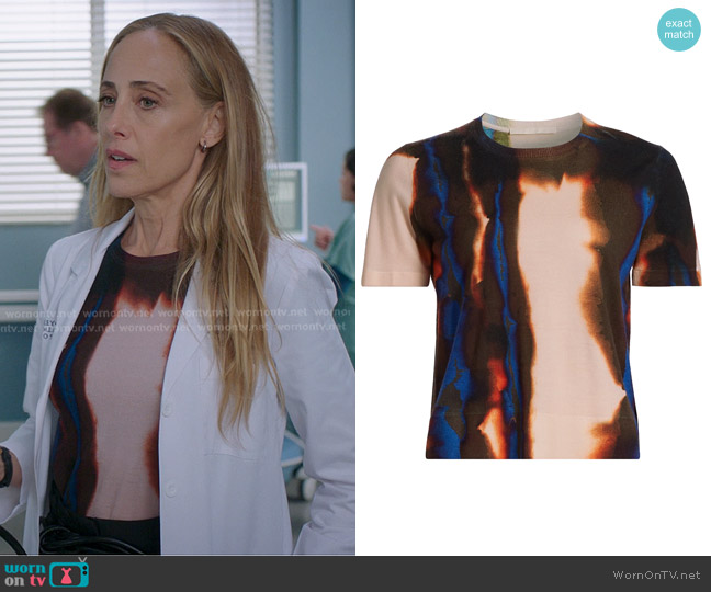 Jason Wu Collection Burned Stripe Merino Wool Sweater worn by Teddy Altman (Kim Raver) on Greys Anatomy