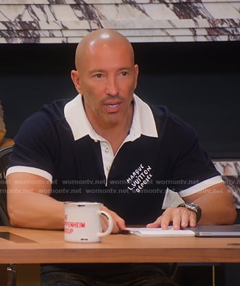 Jason’s navy contrast trim polo on Selling Sunset