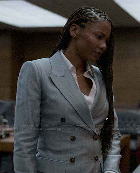 Jax’s blue double breasted blazer on Reasonable Doubt