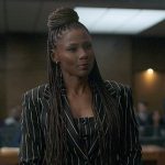 Jax’s black striped crop blazer and dress on Reasonable Doubt