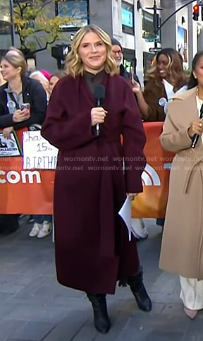 Jenna’s burgundy wrap coat on Today
