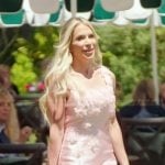Jennifer’s pink floral applique mini dress on The Real Housewives of Orange County
