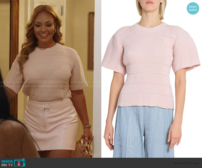 Pleats Please Issey Miyake Jiggly Knit Top worn by Gizelle Bryant on The Real Housewives of Potomac