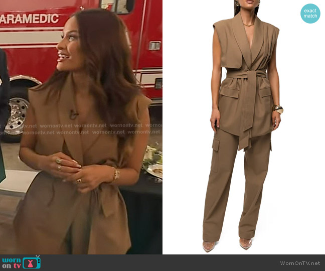 Jluxlabel Jeanie Belted Vest worn by Rocsi Diaz on Good Morning America