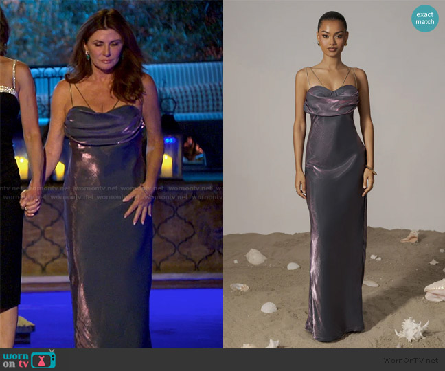 WornOnTV: Cindy's purple metallic halter dress on The Golden - Main Image