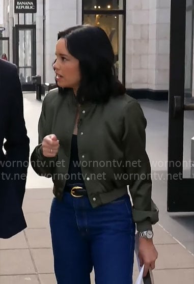 Jo Ling Kent’s green bomber jacket on CBS Mornings