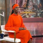 Jodie Turner-Smith’s red blouse and skirt on Good Morning America