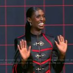 Jodie Turner-Smith’s black military jacket and shrots on Tamron Hall Show