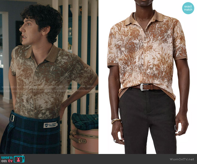 John Varvatos Demonte Regular Fit Short Sleeve Linen Shirt in Fossil Gray worn by Teddy Tascioni (Ben Levi Ross) on Elsbeth