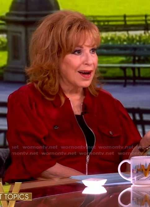 Joy’s red satin utility top on The View