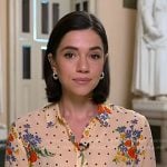 Julie’s beige floral polka dot blouse on NBC News Daily