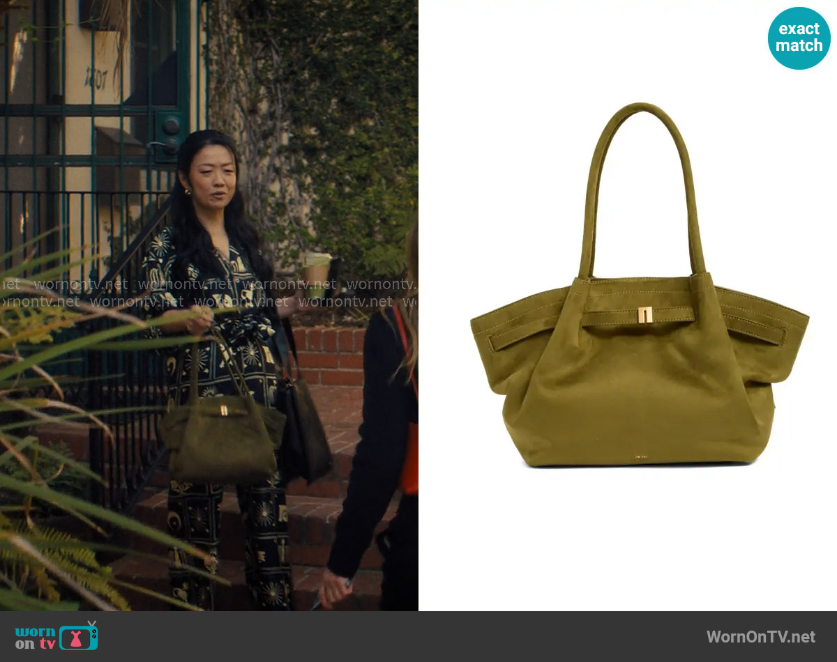JW Pei Medium Hana Tote in Dark Olive worn by Ashley (Sherry Cola) on Nobody Wants This