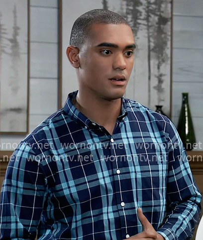 Kai’s blue plaid shirt on General Hospital