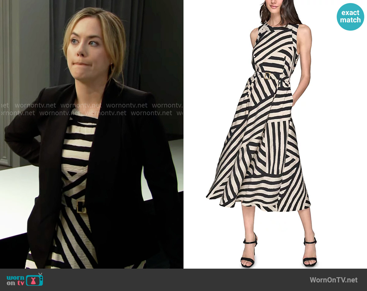 Karl Lagerfeld Paris Printed Rumpled Midi Dress worn by Hope Logan (Annika Noelle) on The Bold and the Beautiful