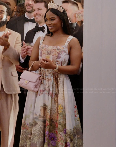 Keiarna’s floral print bustier dress on The Real Housewives of Potomac