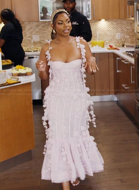 Keiarna’s lavender floral applique dress on The Real Housewives of Potomac