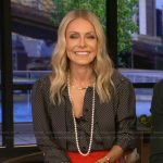 Kelly’s black polka dot print blouse on Live with Kelly and Mark