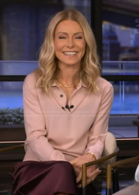 Kelly’s pink polo sweater on Live with Kelly and Mark