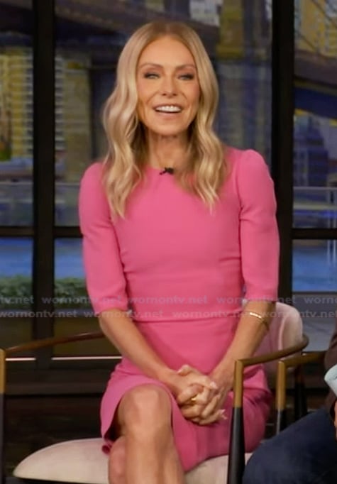Kelly’s pink sheath dress on Live with Kelly and Mark