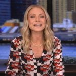 Kelly’s abstract print shirt on Live with Kelly and Mark