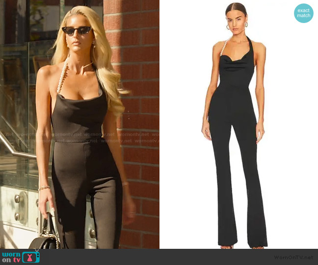 Khanums Pearl Trim Jumpsuit worn by Emma Hernan on Selling Sunset
